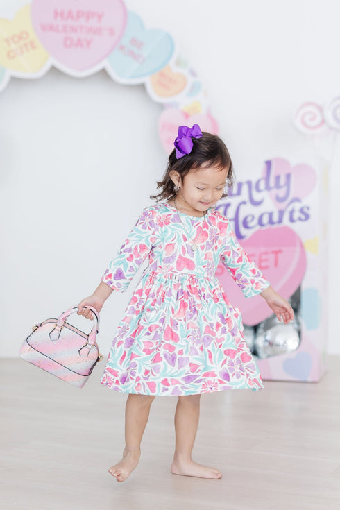 watercolor-hearts-3-4-sleeve-pocket-twirl-dress Mila &  Rose - Sophia's Style--3T--4